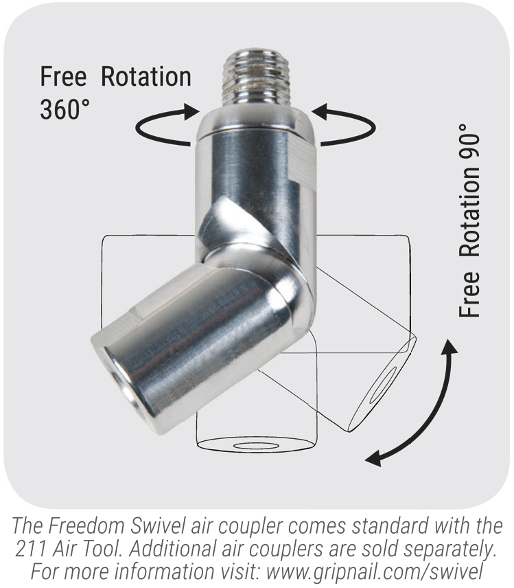 Gripnail 211 (Single Impact - Air Tool) pneumatic freedom swivel