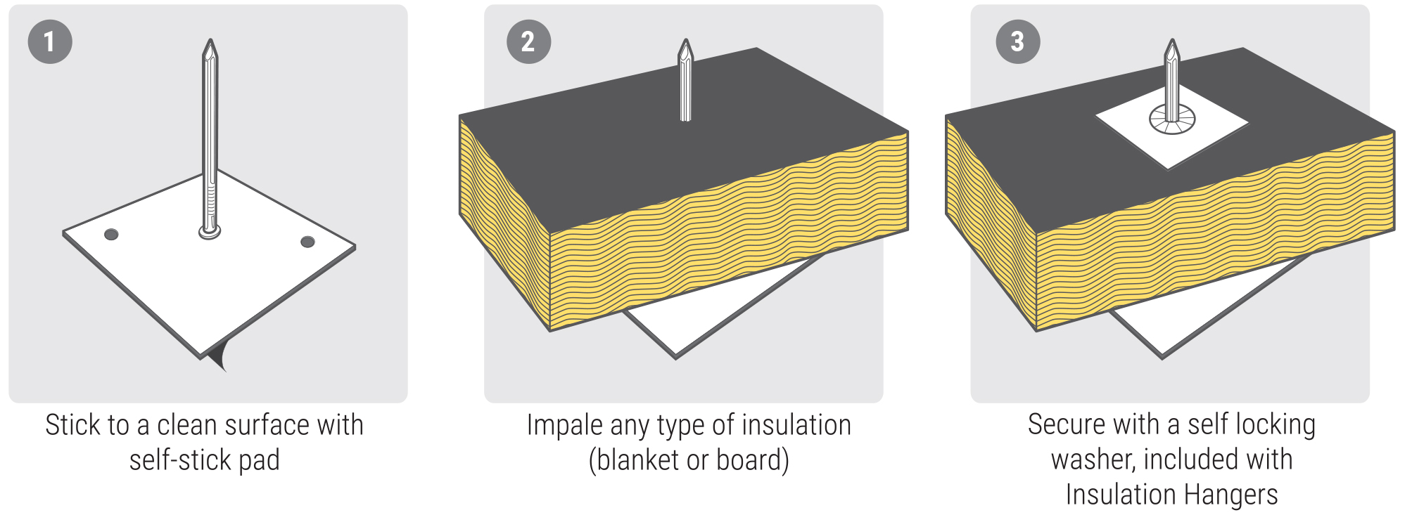 insulation hanger peel & stick application
