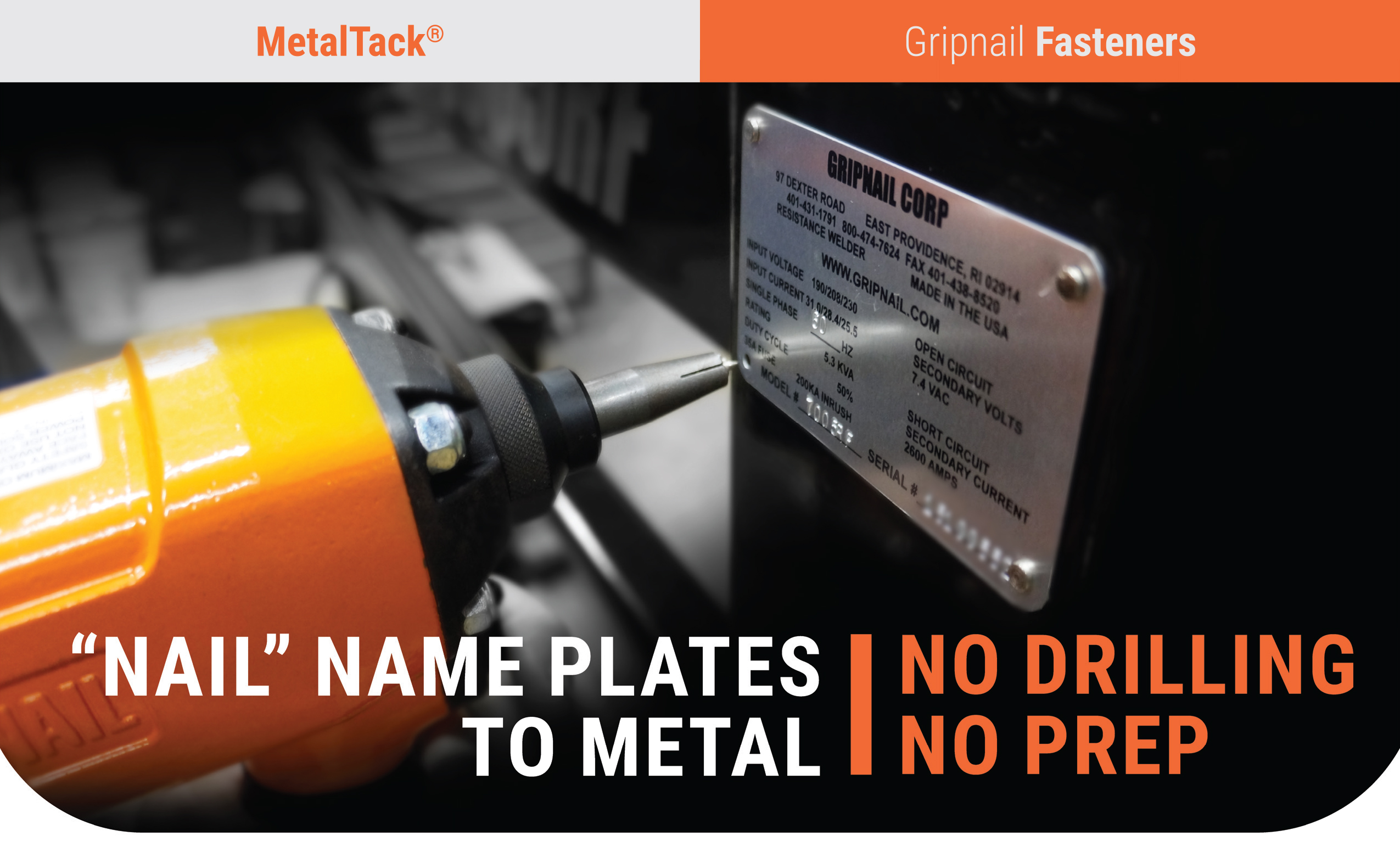 gripnail metaltack name plate fastener main