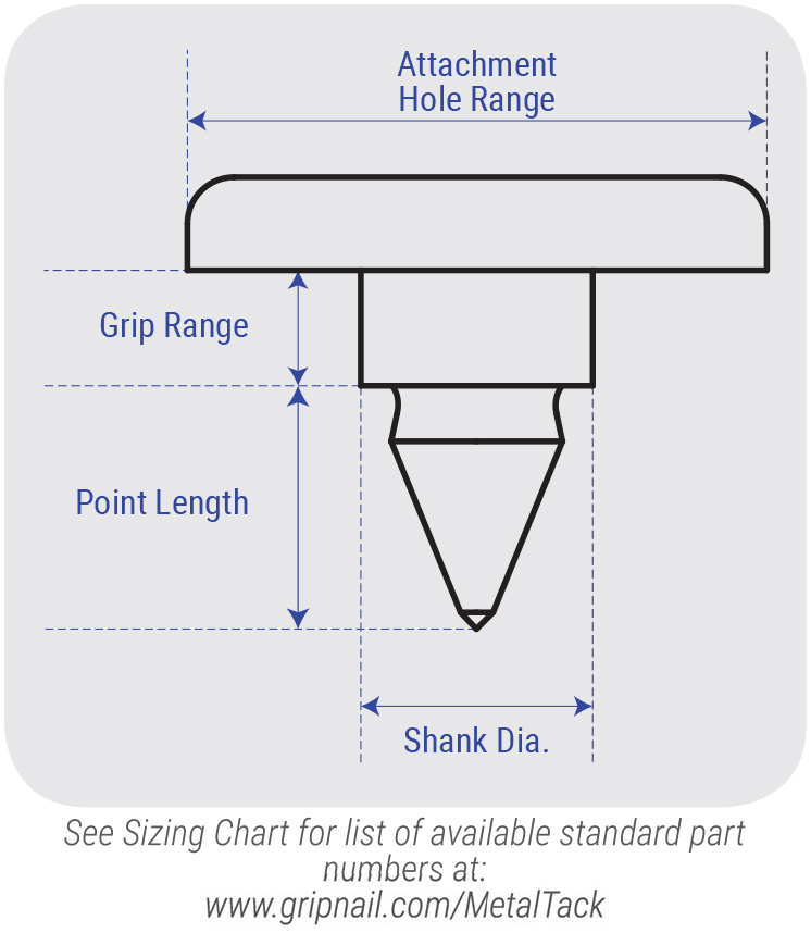 MetalTack - name plate fastener size